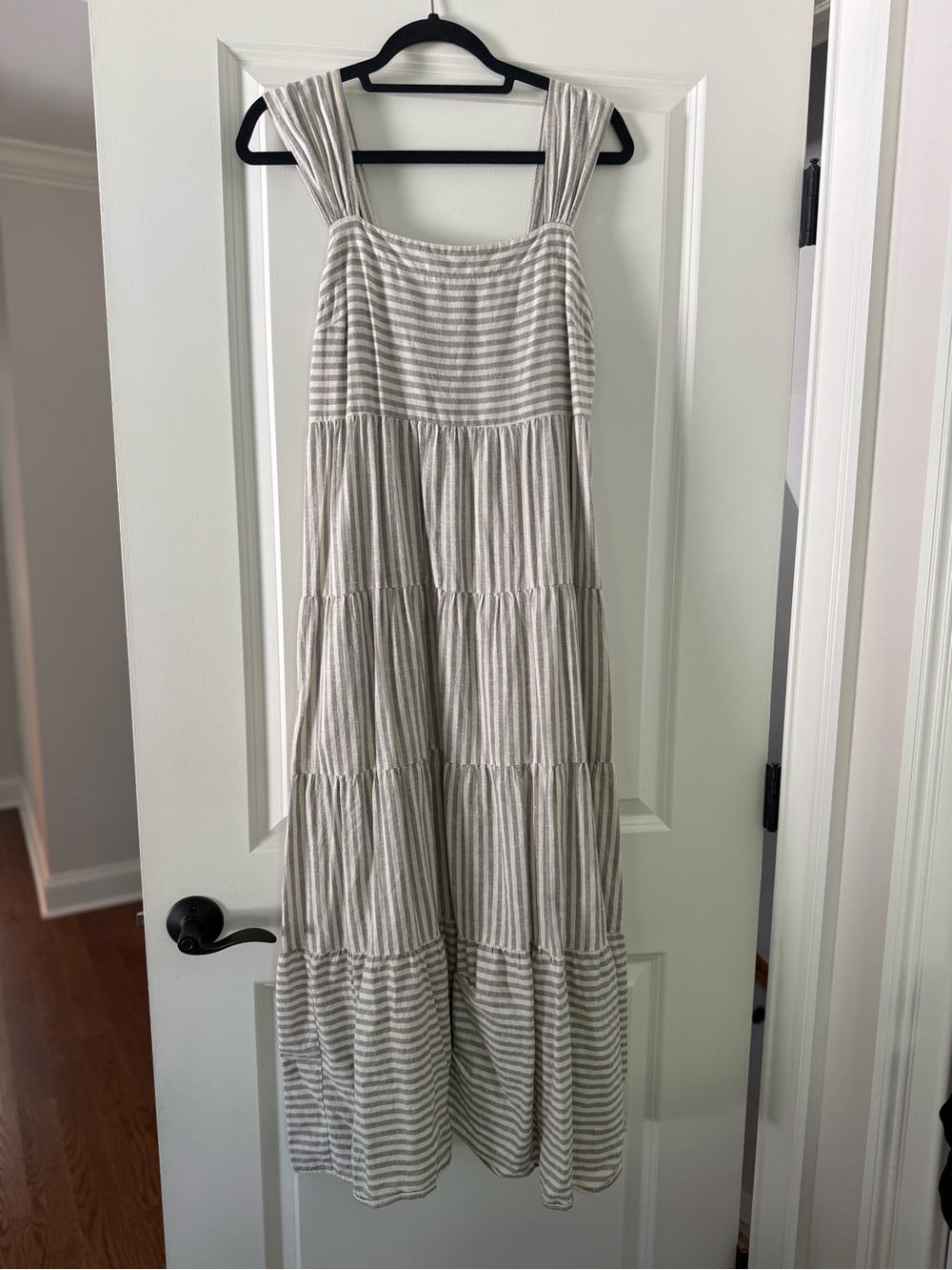 Madewell Light Gray Tiered Maxi Dress with Square Neck - Picture 3 of 4